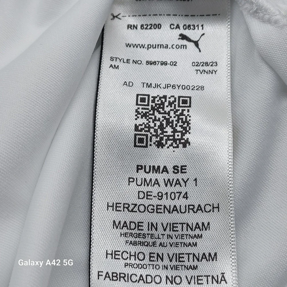Puma Mens‎ Golf Polo Shirt White Short Sleeve Man in Hat Logo XXL 598799-02